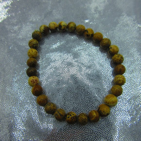 Picture Jasper 6mm Round 7" Stretchy Gemstone Bracelet - Picture 2 of 3